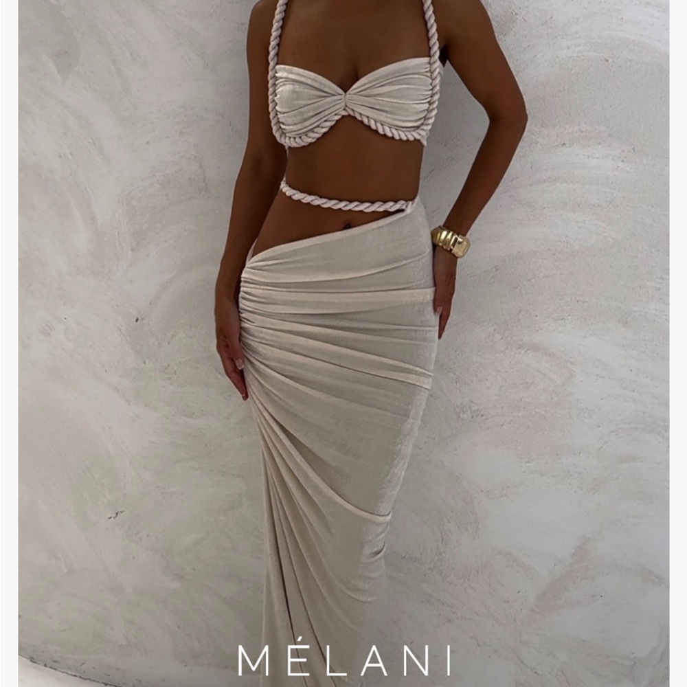 Mèlani the Label Cream Braided Two-Piece Set